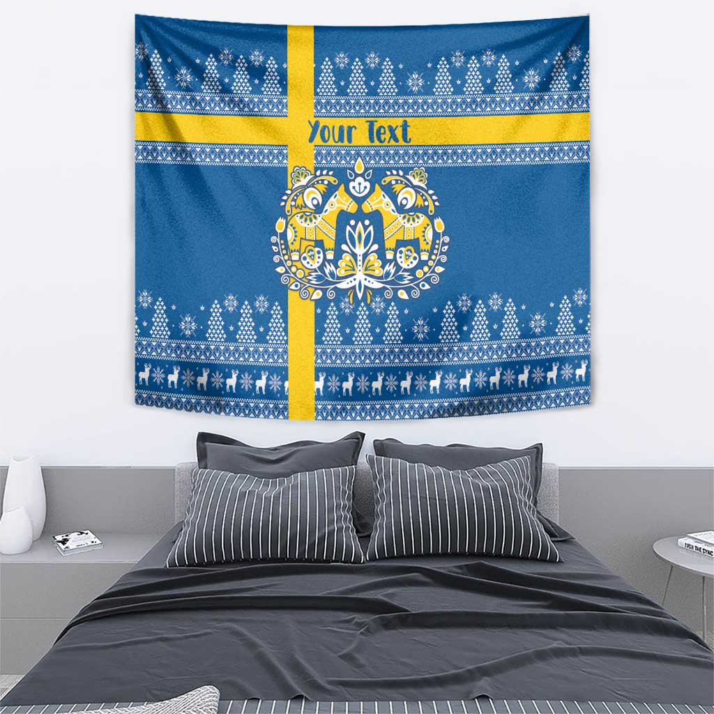Sweden Christmas Personalized Tapestry Dala Horse God Jul - Wonder Print Shop