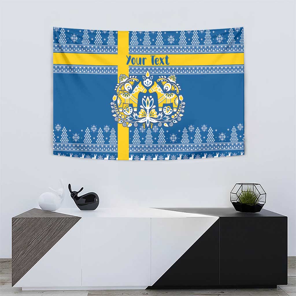 Sweden Christmas Personalized Tapestry Dala Horse God Jul - Wonder Print Shop
