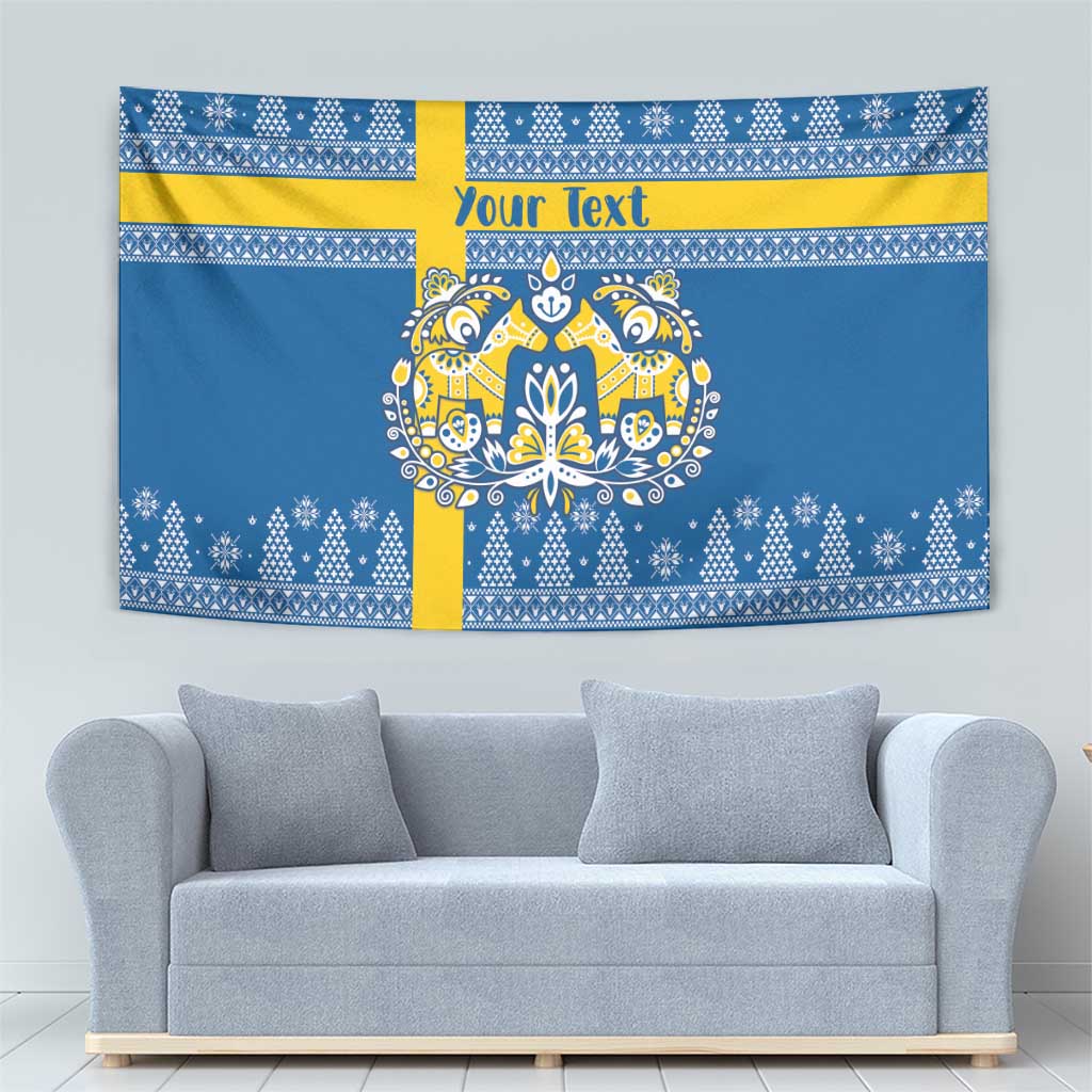 Sweden Christmas Personalized Tapestry Dala Horse God Jul - Wonder Print Shop