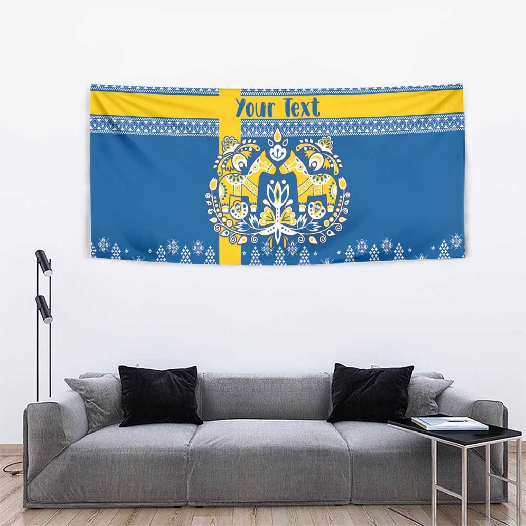 Sweden Christmas Personalized Tapestry Dala Horse God Jul - Wonder Print Shop