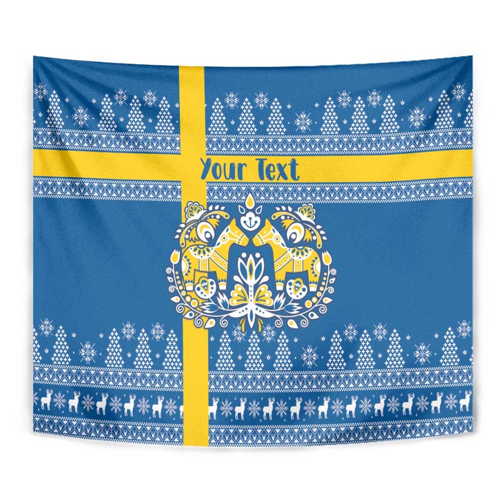 Sweden Christmas Personalized Tapestry Dala Horse God Jul - Wonder Print Shop