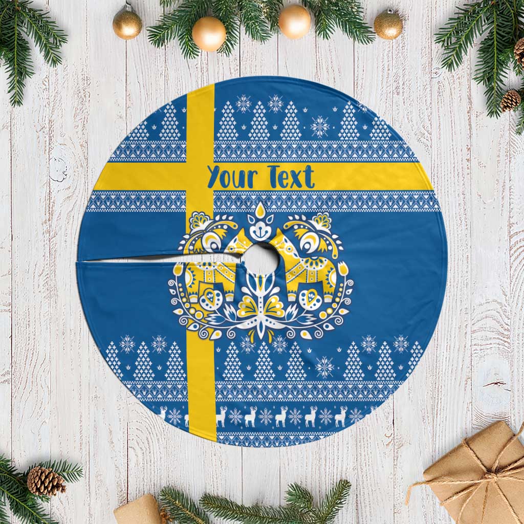 Sweden Christmas Personalized Tree Skirt Dala Horse God Jul - Wonder Print Shop