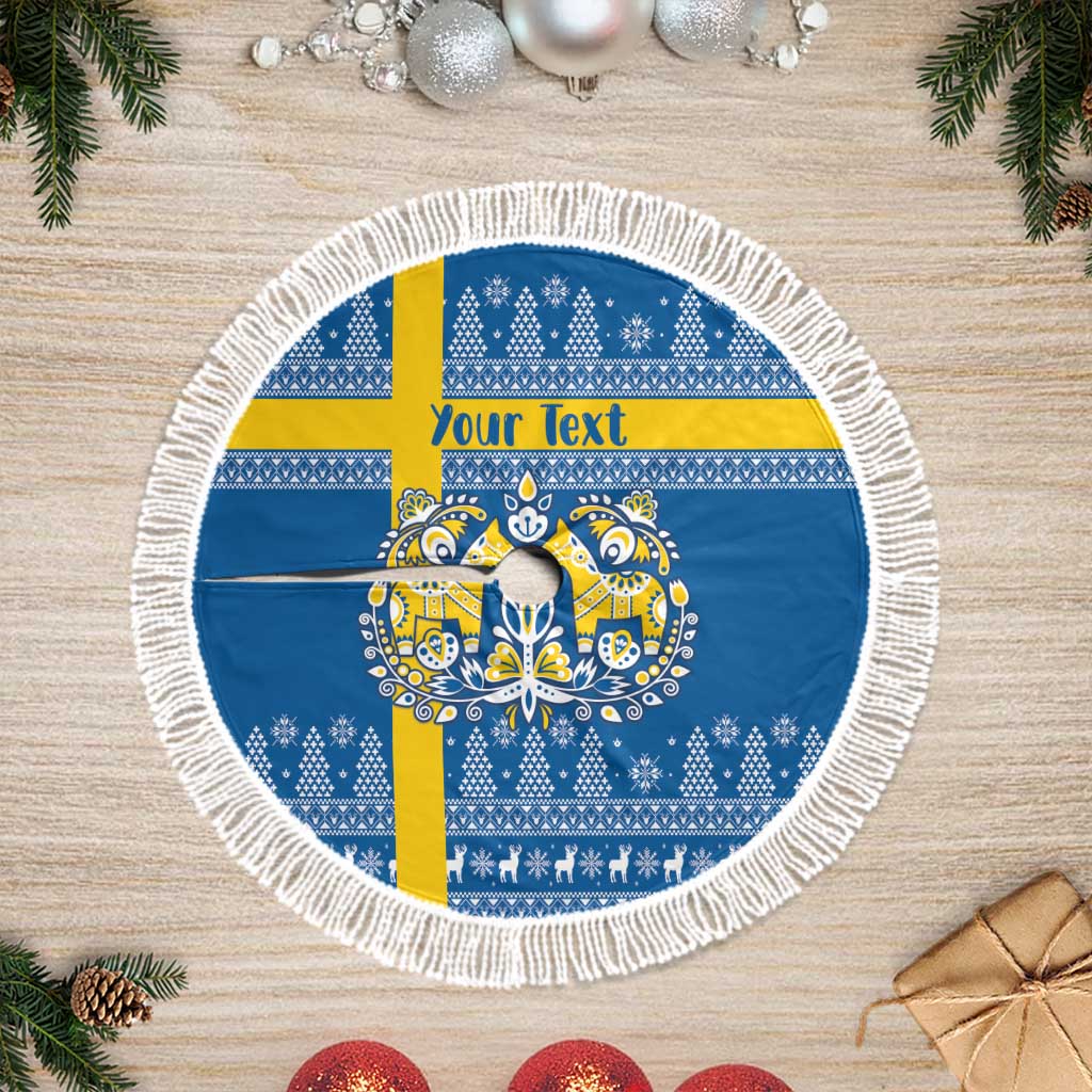 Sweden Christmas Personalized Tree Skirt Dala Horse God Jul - Wonder Print Shop