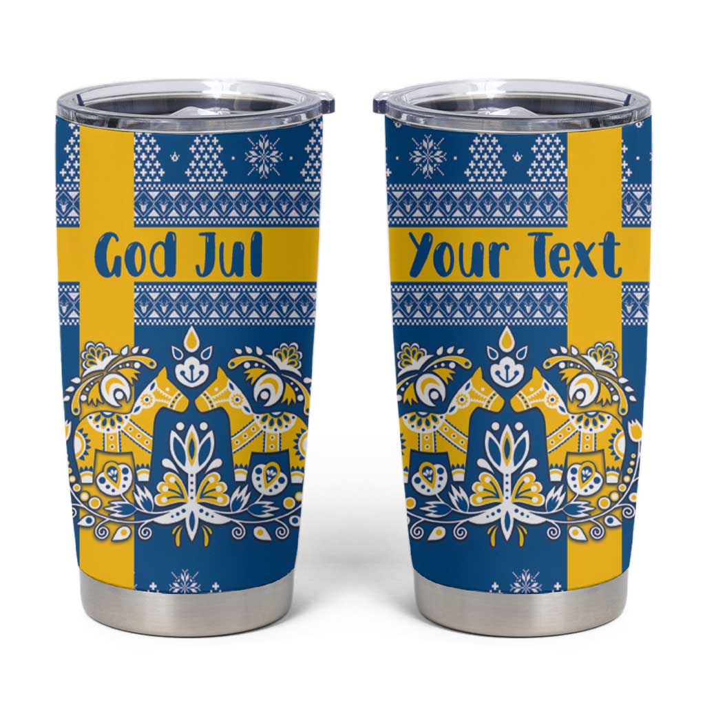 Sweden Christmas Personalized Tumbler Cup Dala Horse God Jul - Wonder Print Shop
