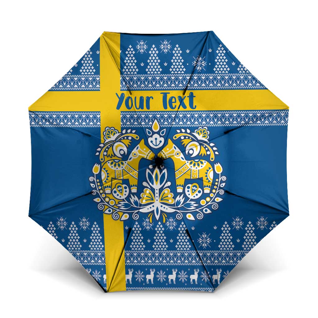 Sweden Christmas Personalized Umbrella Dala Horse God Jul - Wonder Print Shop
