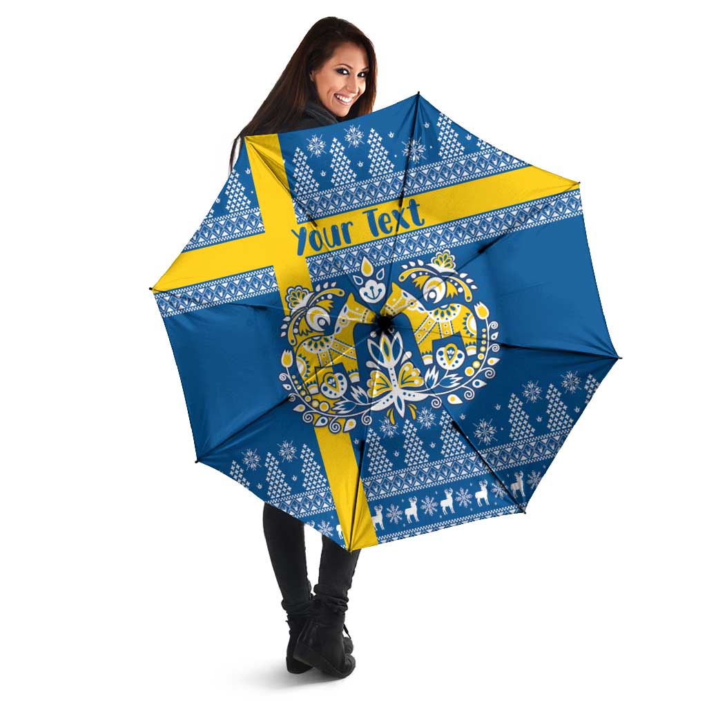 Sweden Christmas Personalized Umbrella Dala Horse God Jul - Wonder Print Shop