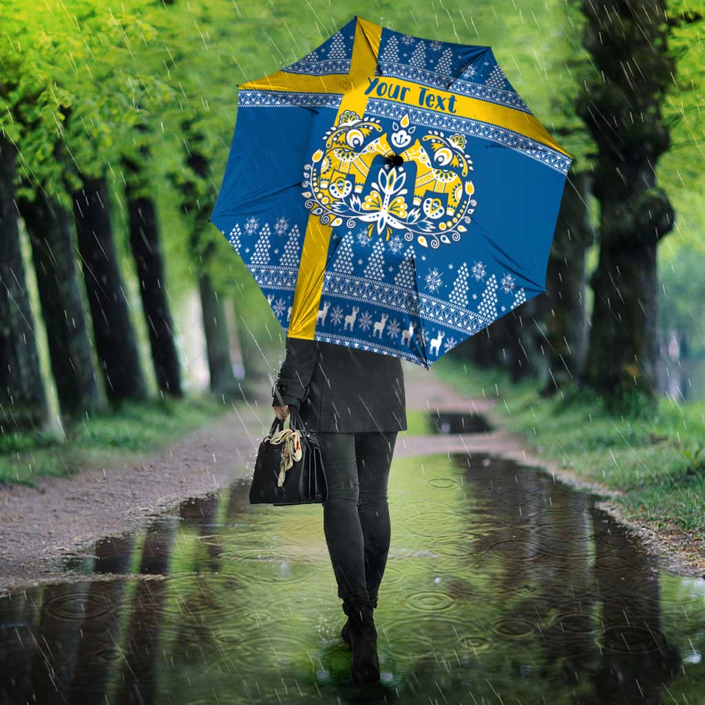 Sweden Christmas Personalized Umbrella Dala Horse God Jul - Wonder Print Shop