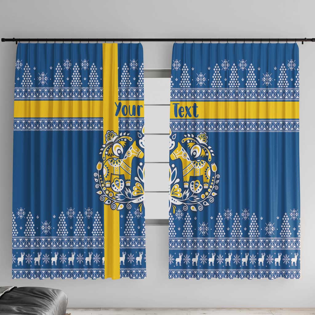 Sweden Christmas Personalized Window Curtain Dala Horse God Jul - Wonder Print Shop