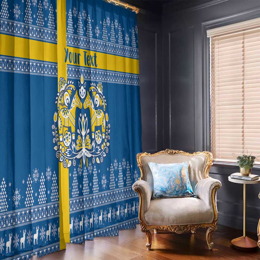 Sweden Christmas Personalized Window Curtain Dala Horse God Jul - Wonder Print Shop