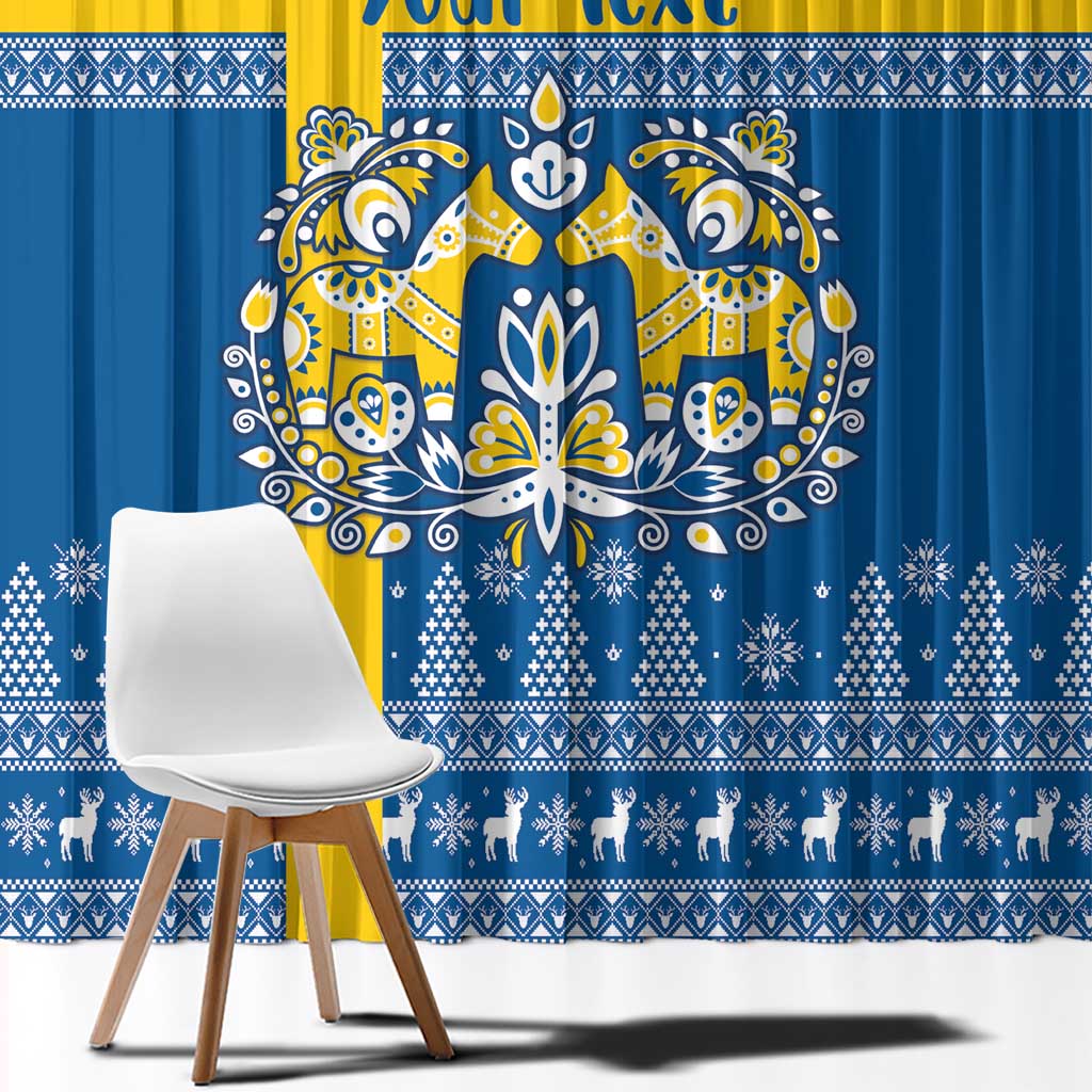 Sweden Christmas Personalized Window Curtain Dala Horse God Jul - Wonder Print Shop