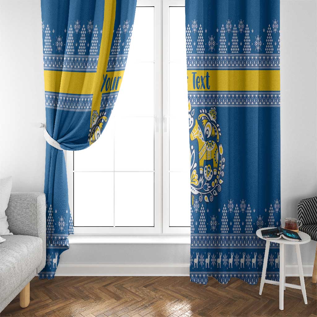 Sweden Christmas Personalized Window Curtain Dala Horse God Jul - Wonder Print Shop