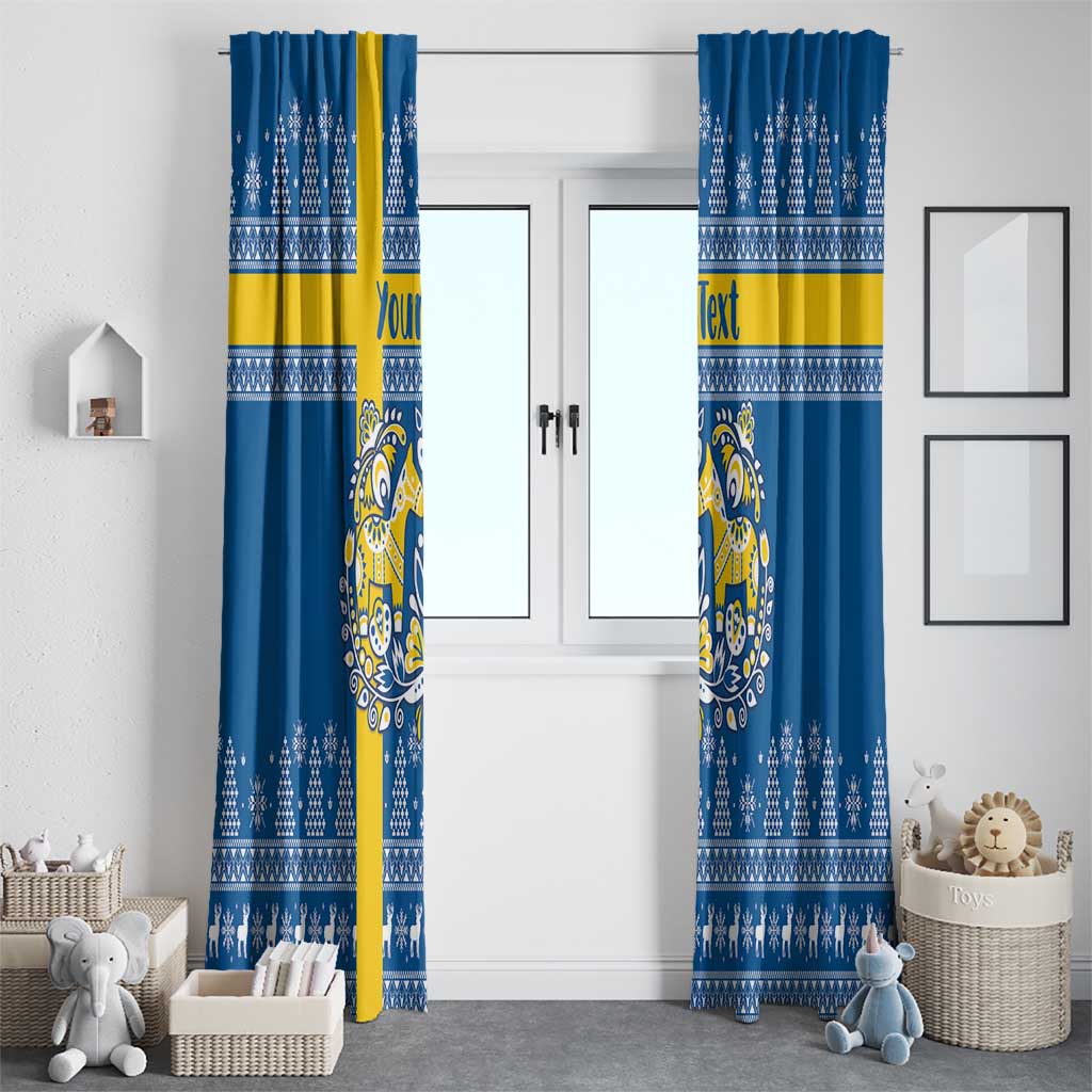 Sweden Christmas Personalized Window Curtain Dala Horse God Jul - Wonder Print Shop