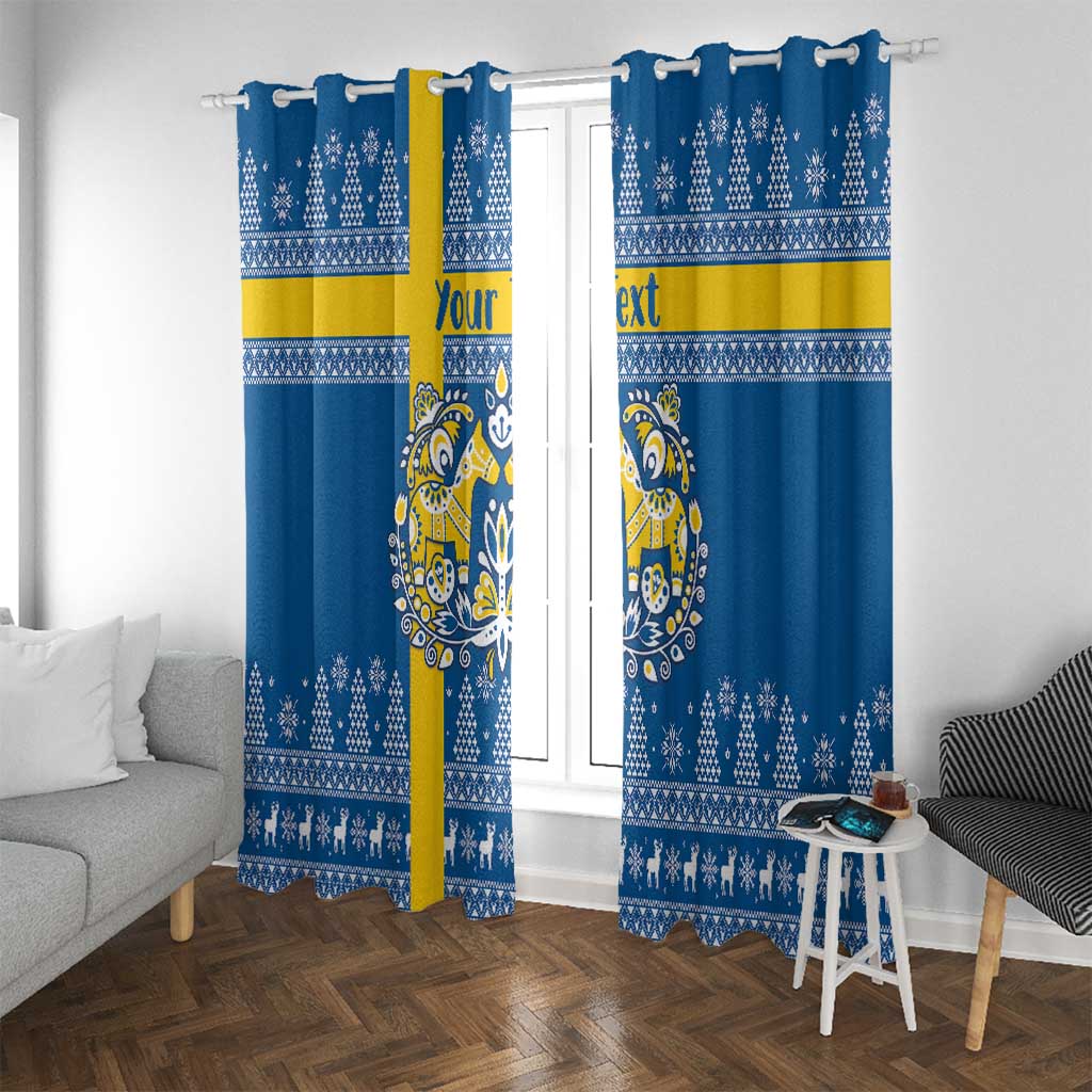 Sweden Christmas Personalized Window Curtain Dala Horse God Jul - Wonder Print Shop