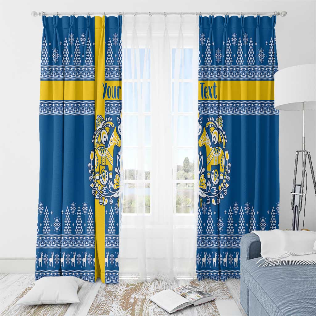 Sweden Christmas Personalized Window Curtain Dala Horse God Jul - Wonder Print Shop
