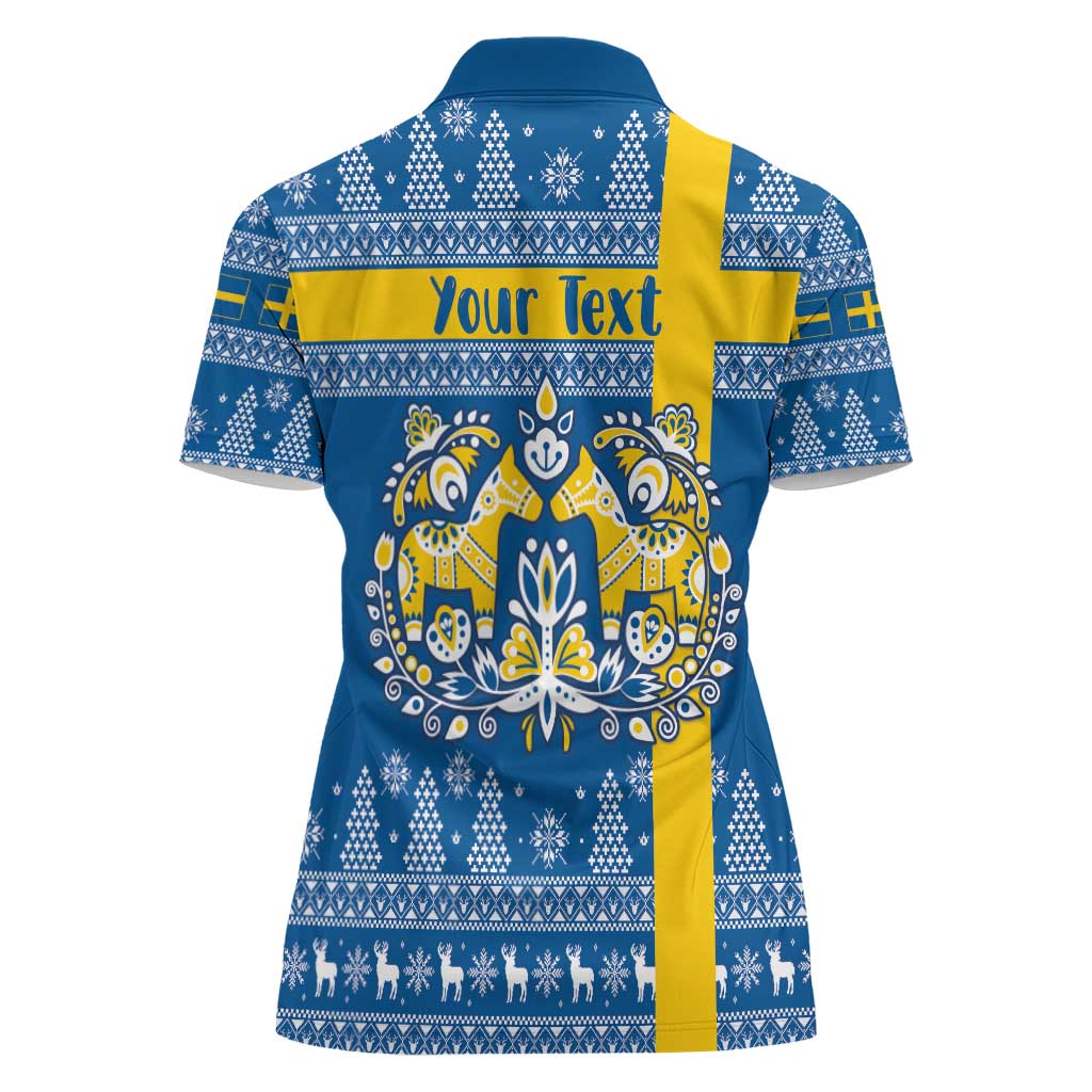 Sweden Christmas Personalized Women Polo Shirt Dala Horse God Jul - Wonder Print Shop