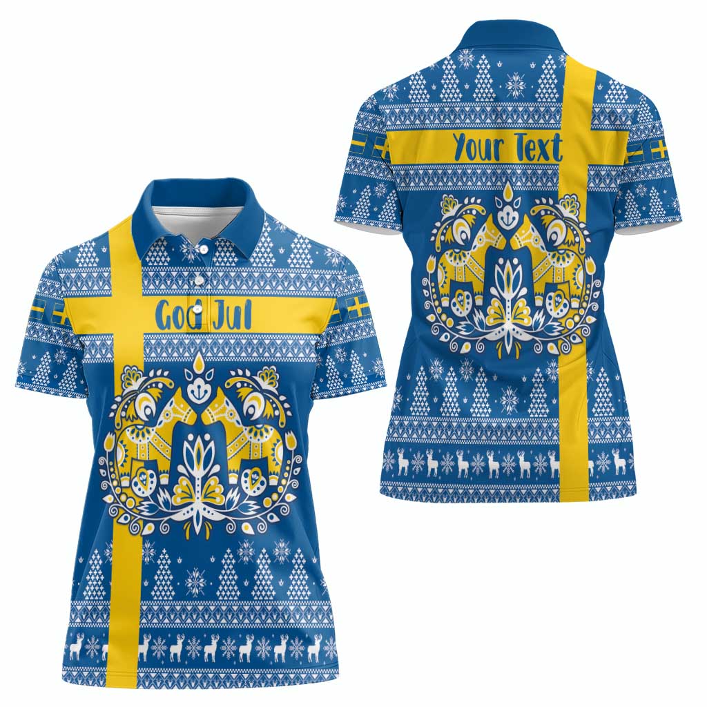 Sweden Christmas Personalized Women Polo Shirt Dala Horse God Jul - Wonder Print Shop