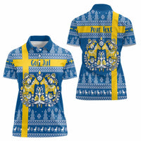 Sweden Christmas Personalized Women Polo Shirt Dala Horse God Jul - Wonder Print Shop