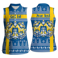 Sweden Christmas Personalized Women Sleeveless Polo Shirt Dala Horse God Jul - Wonder Print Shop