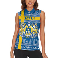 Sweden Christmas Personalized Women Sleeveless Polo Shirt Dala Horse God Jul - Wonder Print Shop