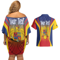 Personalized Romania Unification Day Couples Matching Off Shoulder Short Dress and Hawaiian Shirt Ziua Marii Uniri Since 1918 Dynamic Style - Wonder Print Shop