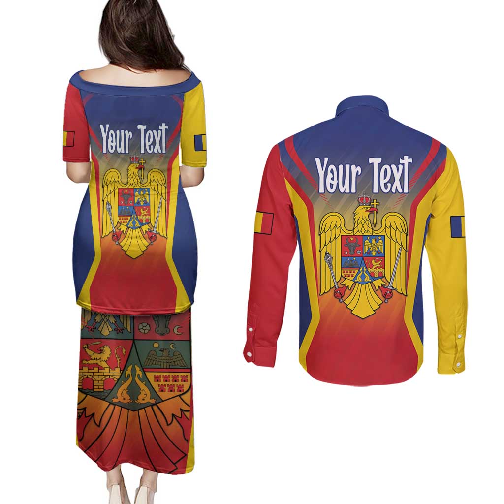 Personalized Romania Unification Day Couples Matching Puletasi and Long Sleeve Button Shirt Ziua Marii Uniri Since 1918 Dynamic Style - Wonder Print Shop