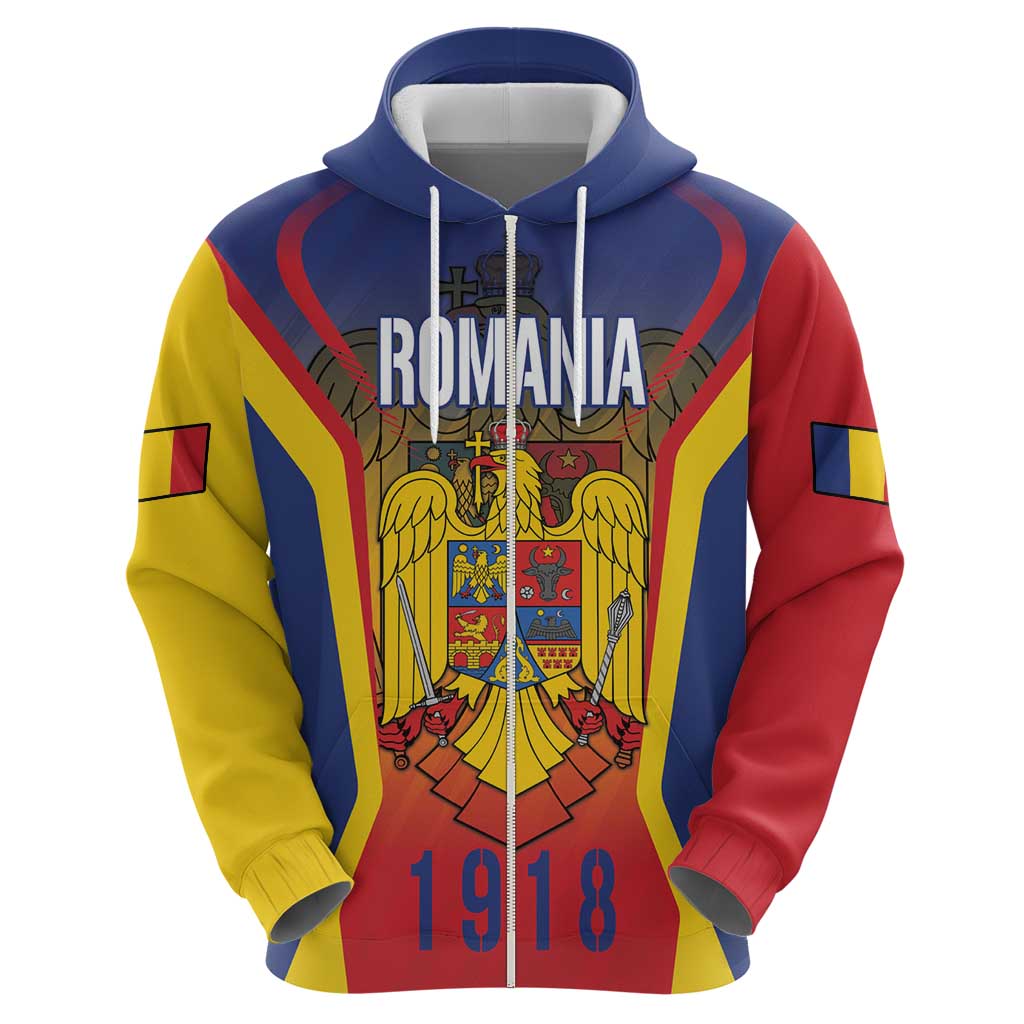 Personalized Romania Unification Day Zip Hoodie Ziua Marii Uniri Since 1918 Dynamic Style - Wonder Print Shop