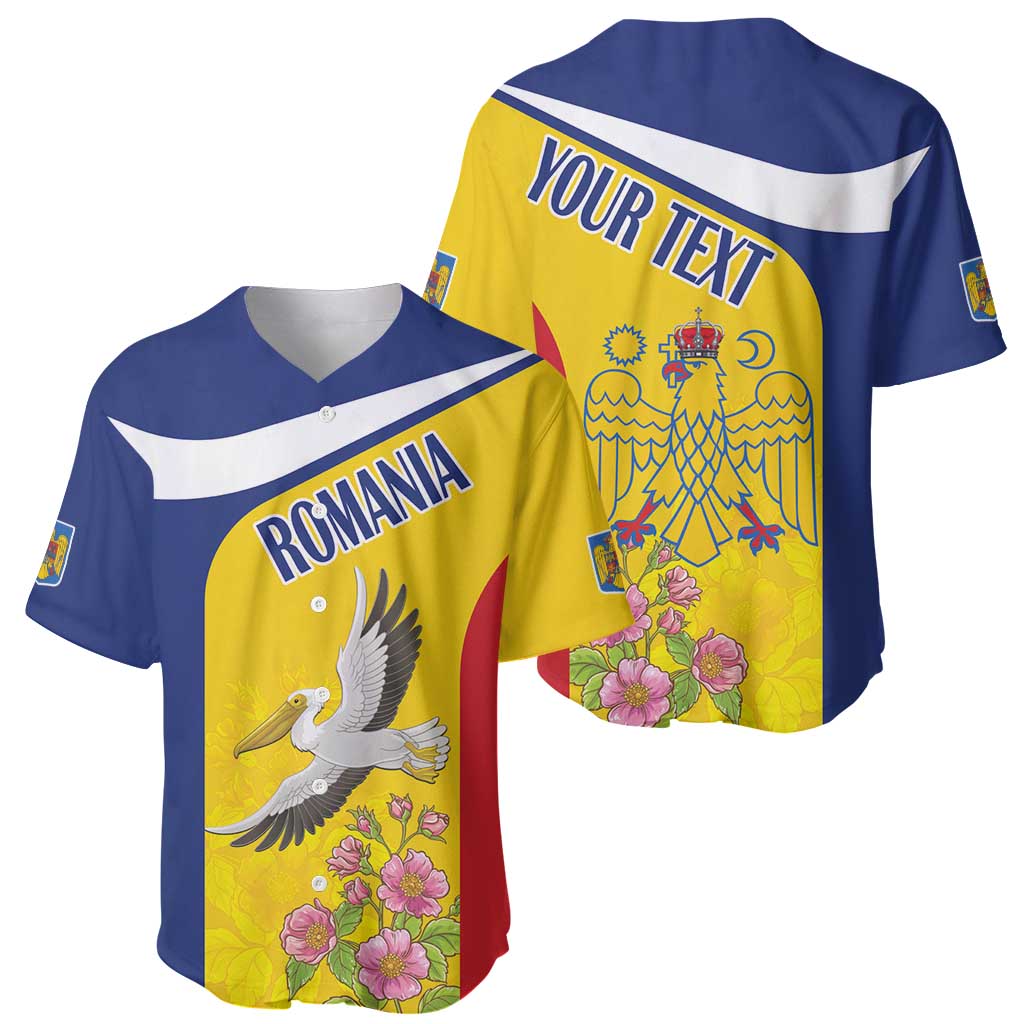 Personalized Romania Great White Pelican Baseball Jersey With Rosa Canina - Wonder Print Shop