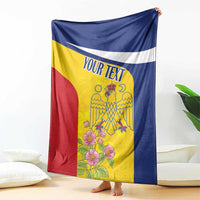 Personalized Romania Great White Pelican Blanket With Rosa Canina