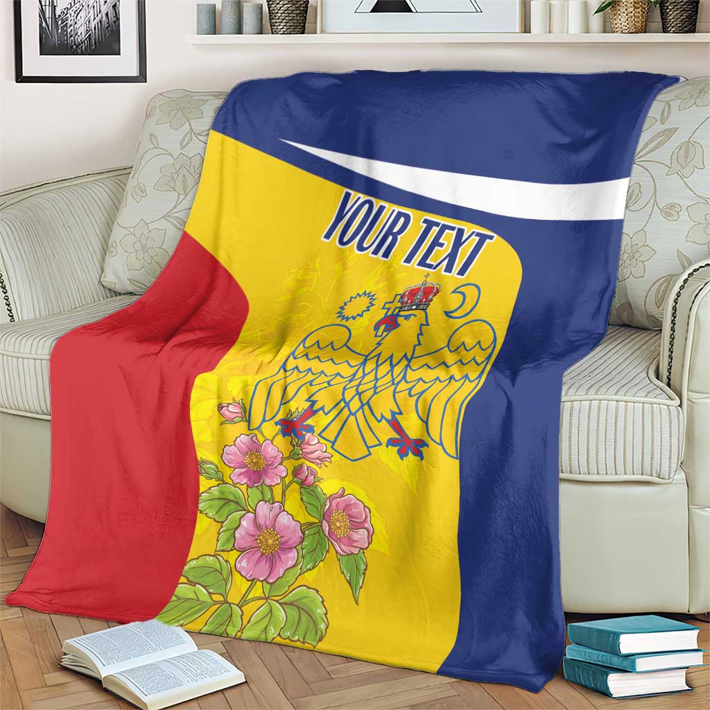 Personalized Romania Great White Pelican Blanket With Rosa Canina
