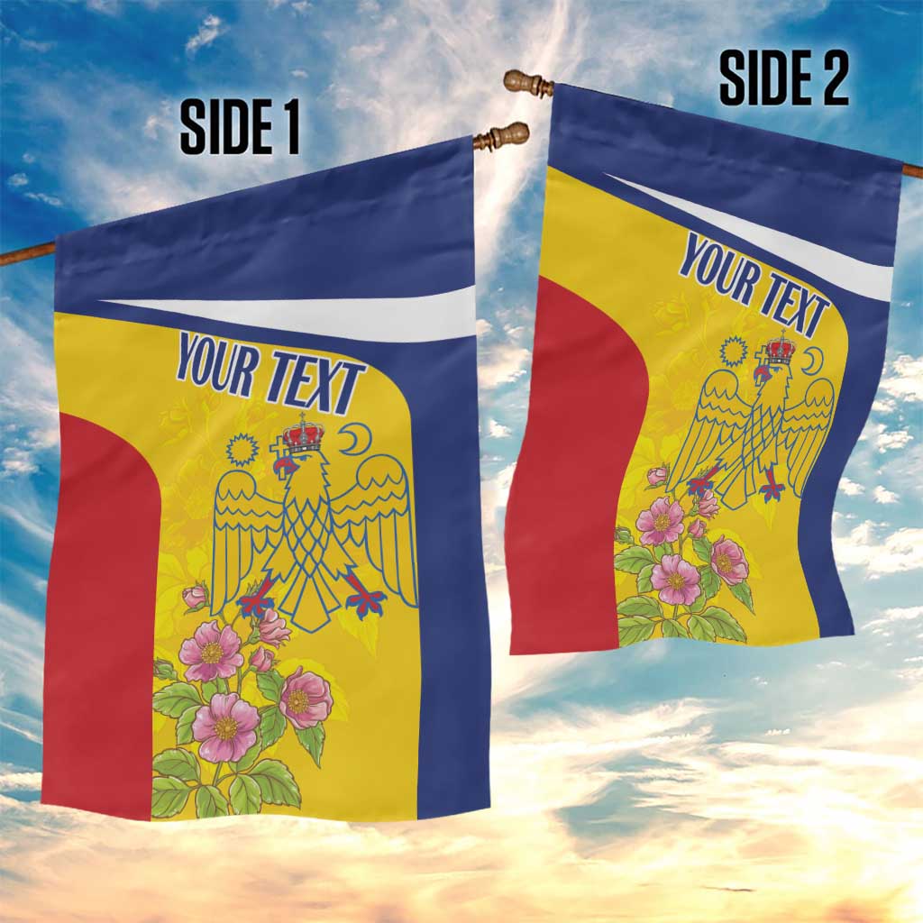 Personalized Romania Great White Pelican Garden Flag With Rosa Canina - Wonder Print Shop