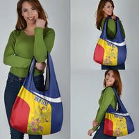 Personalized Romania Great White Pelican Grocery Bag With Rosa Canina