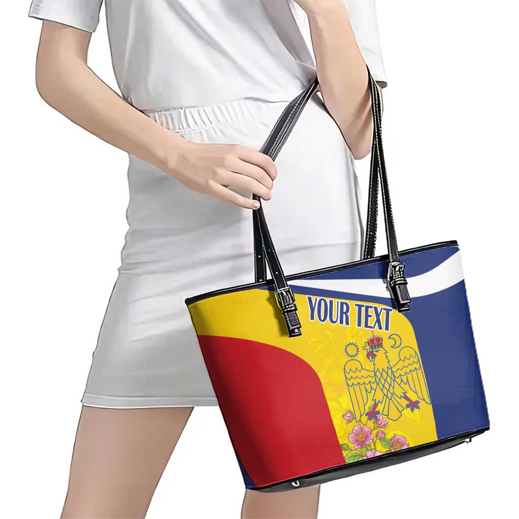 Personalized Romania Great White Pelican Leather Tote Bag With Rosa Canina - Wonder Print Shop