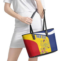 Personalized Romania Great White Pelican Leather Tote Bag With Rosa Canina - Wonder Print Shop