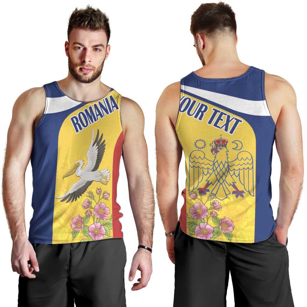 Personalized Romania Great White Pelican Men Tank Top With Rosa Canina - Wonder Print Shop