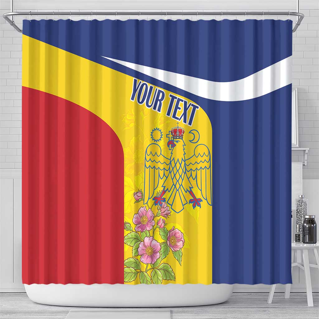 Personalized Romania Great White Pelican Shower Curtain With Rosa Canina