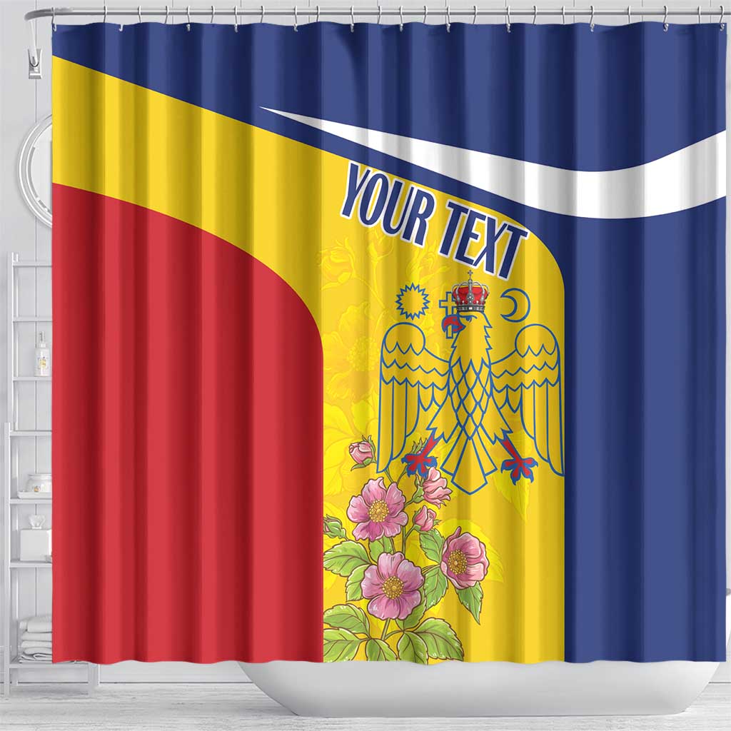 Personalized Romania Great White Pelican Shower Curtain With Rosa Canina