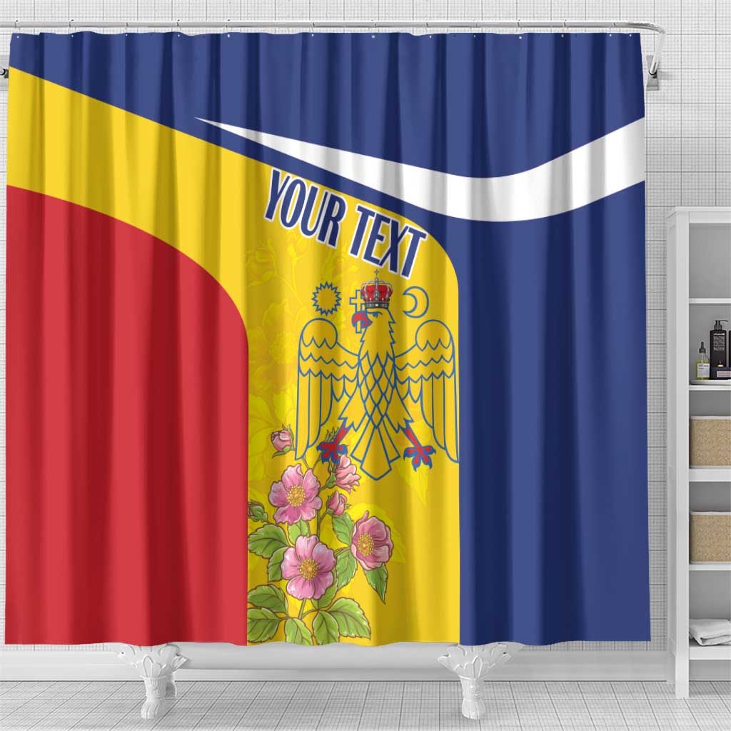 Personalized Romania Great White Pelican Shower Curtain With Rosa Canina