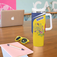 Personalized Romania Great White Pelican Tumbler With Handle With Rosa Canina - Wonder Print Shop