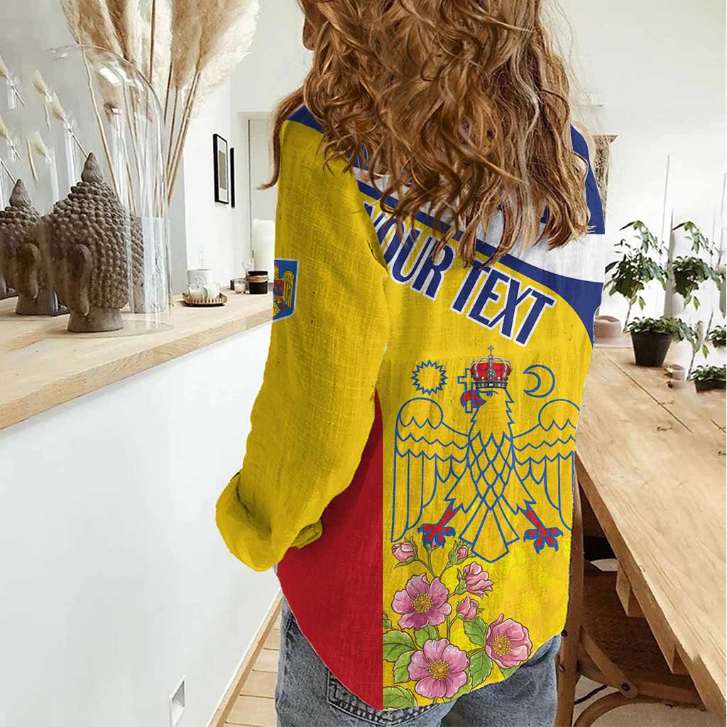 Personalized Romania Great White Pelican Women Casual Shirt With Rosa Canina - Wonder Print Shop