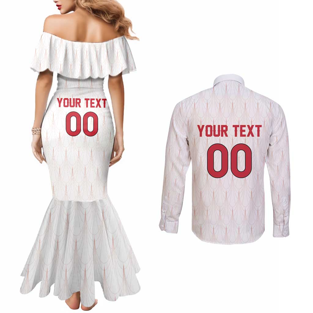Custom Austria Football Couples Matching Mermaid Dress and Long Sleeve Button Shirt Das Team Go Champions