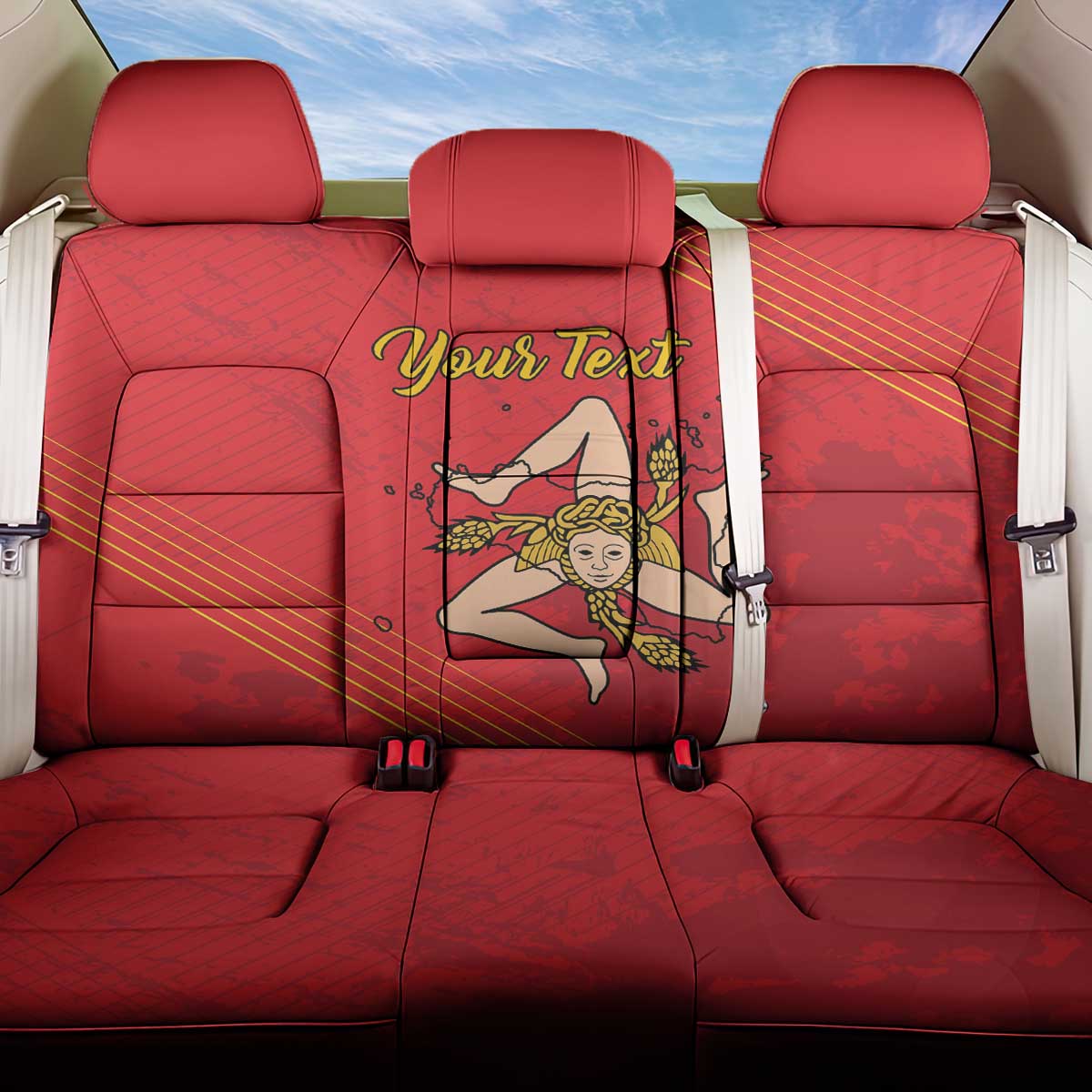 Personalized Bandiera della Sicilia Back Car Seat Cover Sporty Style