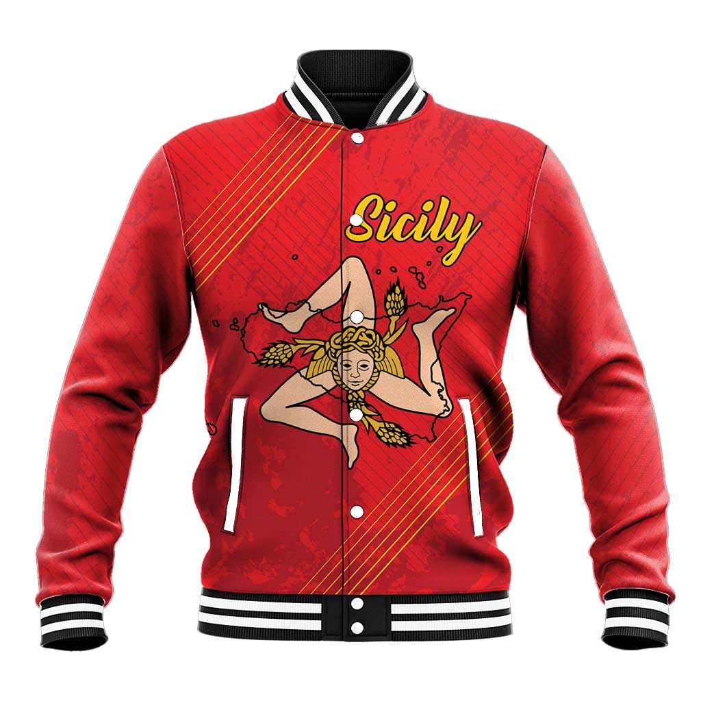 Personalized Bandiera della Sicilia Baseball Jacket Sporty Style