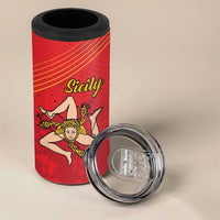 Personalized Bandiera della Sicilia 4 in 1 Can Cooler Tumbler Sporty Style