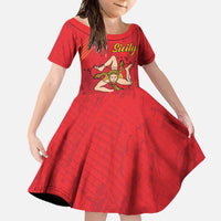 Personalized Bandiera della Sicilia Family Matching Long Sleeve Bodycon Dress and Hawaiian Shirt Sporty Style