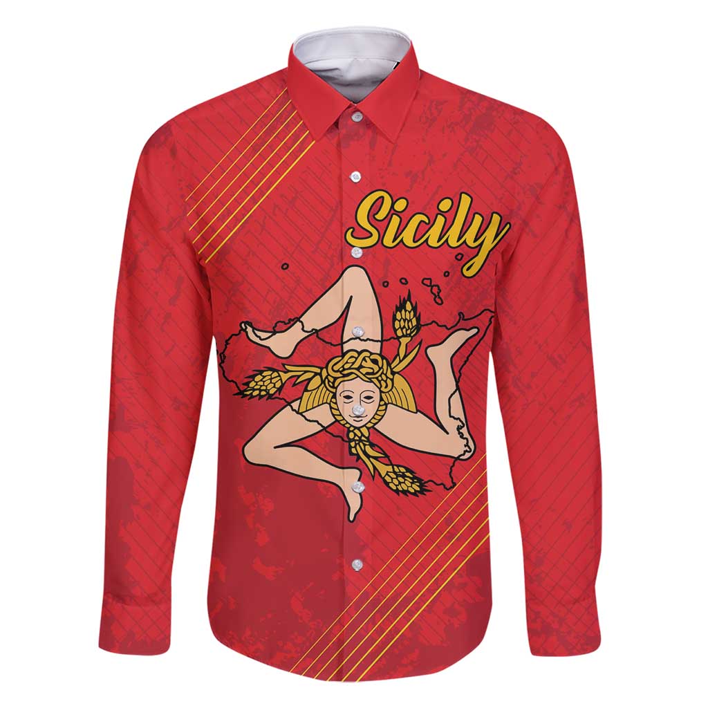 Personalized Bandiera della Sicilia Family Matching Long Sleeve Bodycon Dress and Hawaiian Shirt Sporty Style