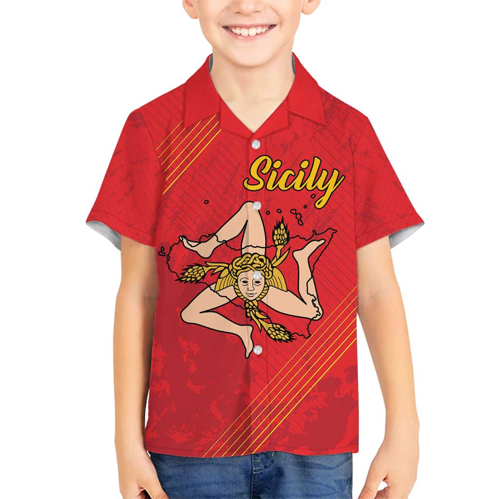 Personalized Bandiera della Sicilia Family Matching Long Sleeve Bodycon Dress and Hawaiian Shirt Sporty Style