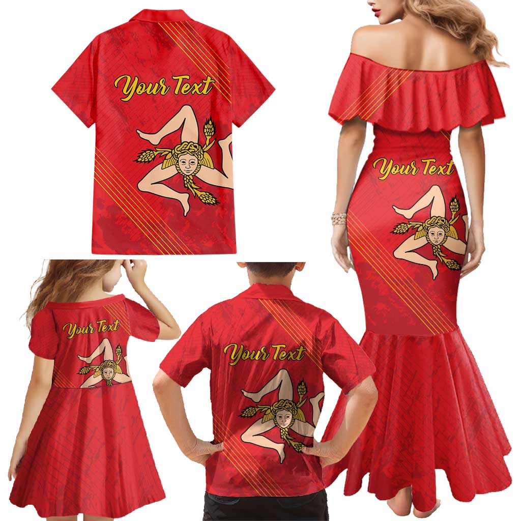 Personalized Bandiera della Sicilia Family Matching Mermaid Dress and Hawaiian Shirt Sporty Style
