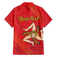 Personalized Bandiera della Sicilia Family Matching Off The Shoulder Long Sleeve Dress and Hawaiian Shirt Sporty Style