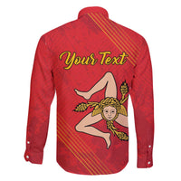 Personalized Bandiera della Sicilia Family Matching Off The Shoulder Long Sleeve Dress and Hawaiian Shirt Sporty Style