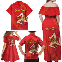 Personalized Bandiera della Sicilia Family Matching Off Shoulder Maxi Dress and Hawaiian Shirt Sporty Style